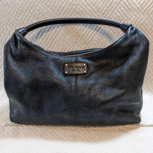 Kate Spade Black Pebbled Leather Sparkle Shoulder Hobo Handbag